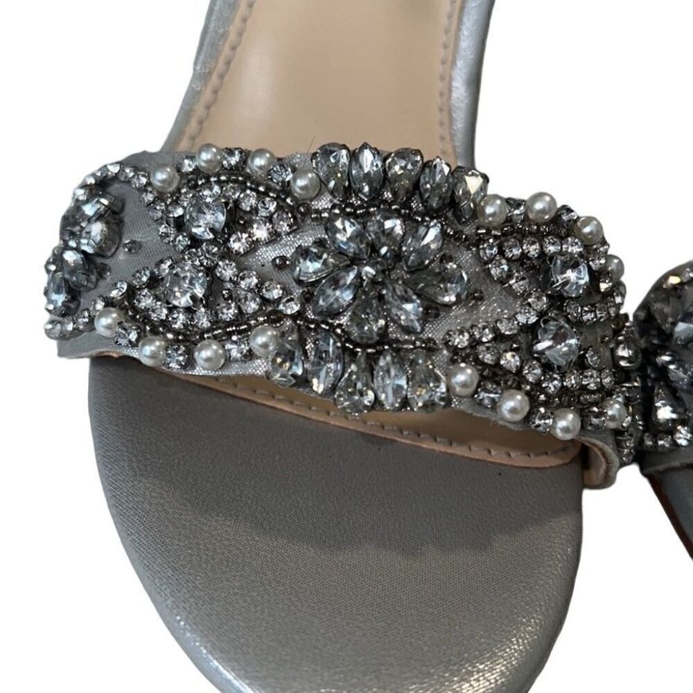 Betsey Johnson Juno Silver Embellished Beaded High Heels Size 6.5 - Picture 9 of 13